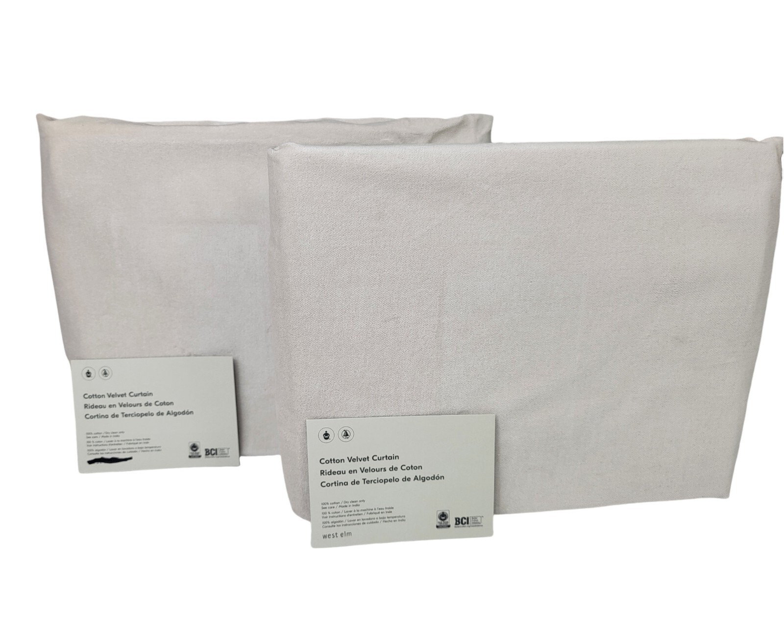 Set Of 2 West Elm Cotton Velvet Curtains Drapes 48×84 Sand OB NWOT