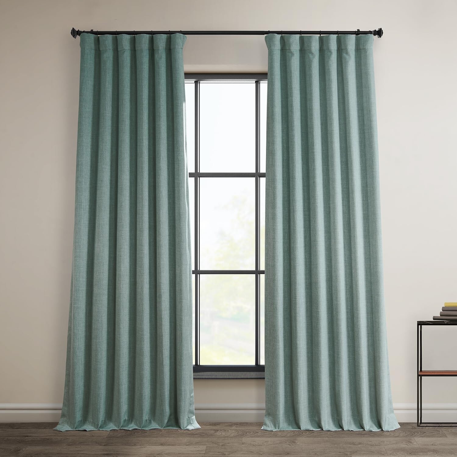 1 Panel Sea Thistle 120″L x 100″W Linen Darkening Curtains For Living Room