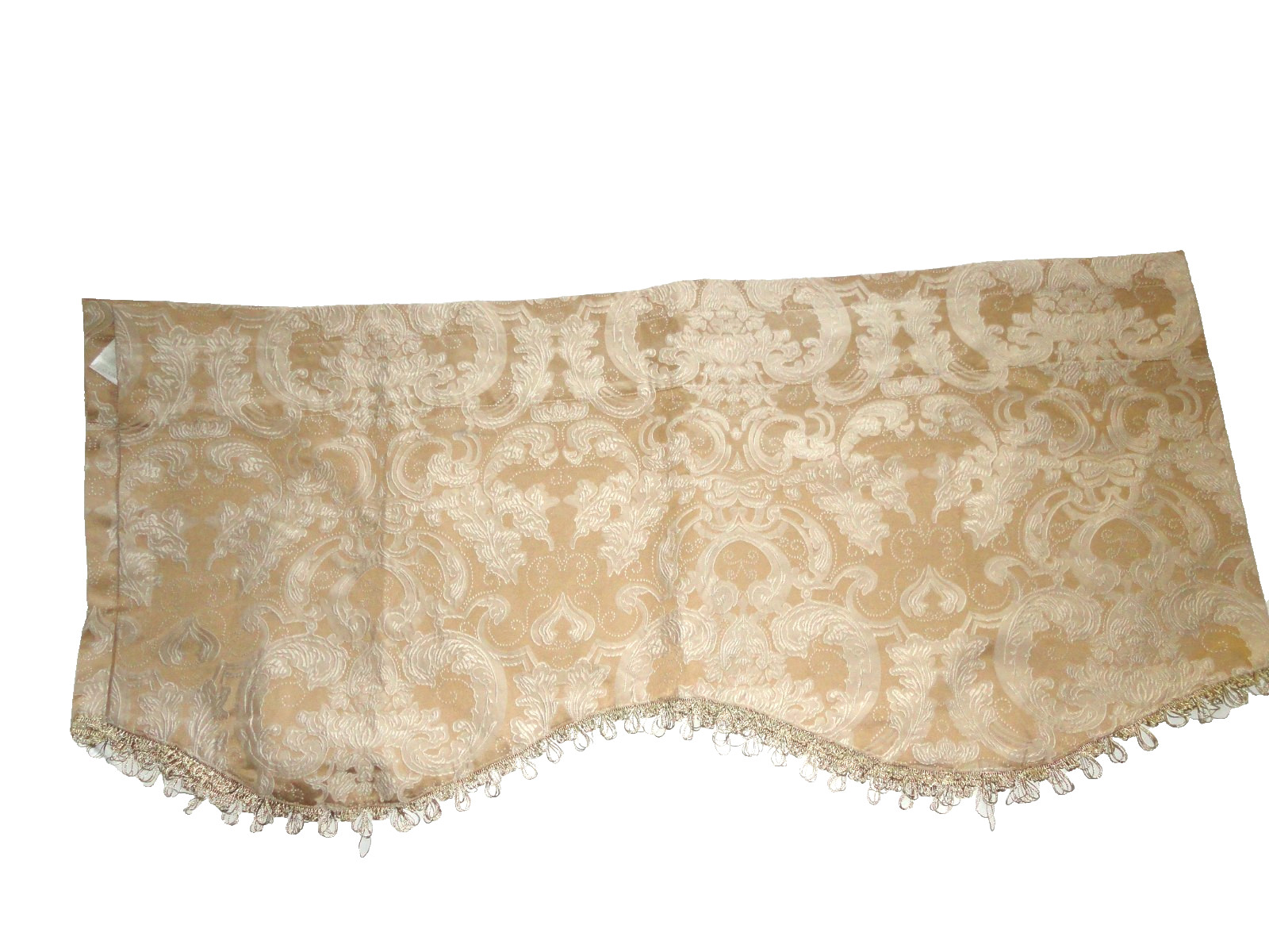 CHRIS MADDEN GOLDISH TAN & CREAM PAISLEY DAMASK (1) VALANCE 19 X 82