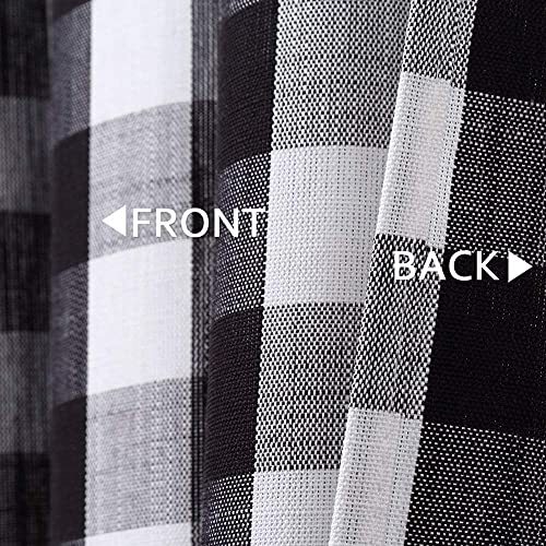 Buffalo Plaid Gingham Half Window Cafe Tier Curtains, Tiers丨36″L Black/White