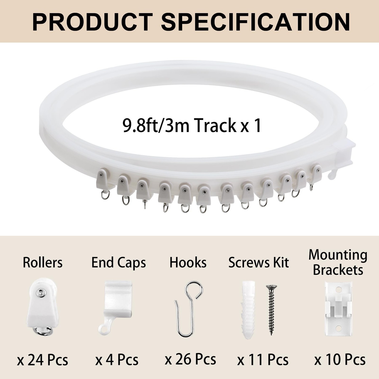 9.8 ft Ceiling Mounted Curtain Track Kit, Flexible Room Divider Rail for RV, …