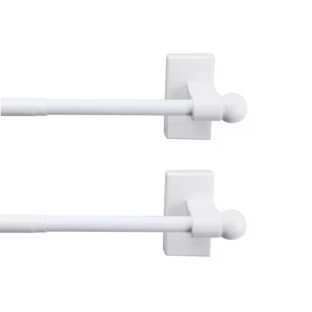 28 In. – 48 In. Single Curtain Rod in White with Finial