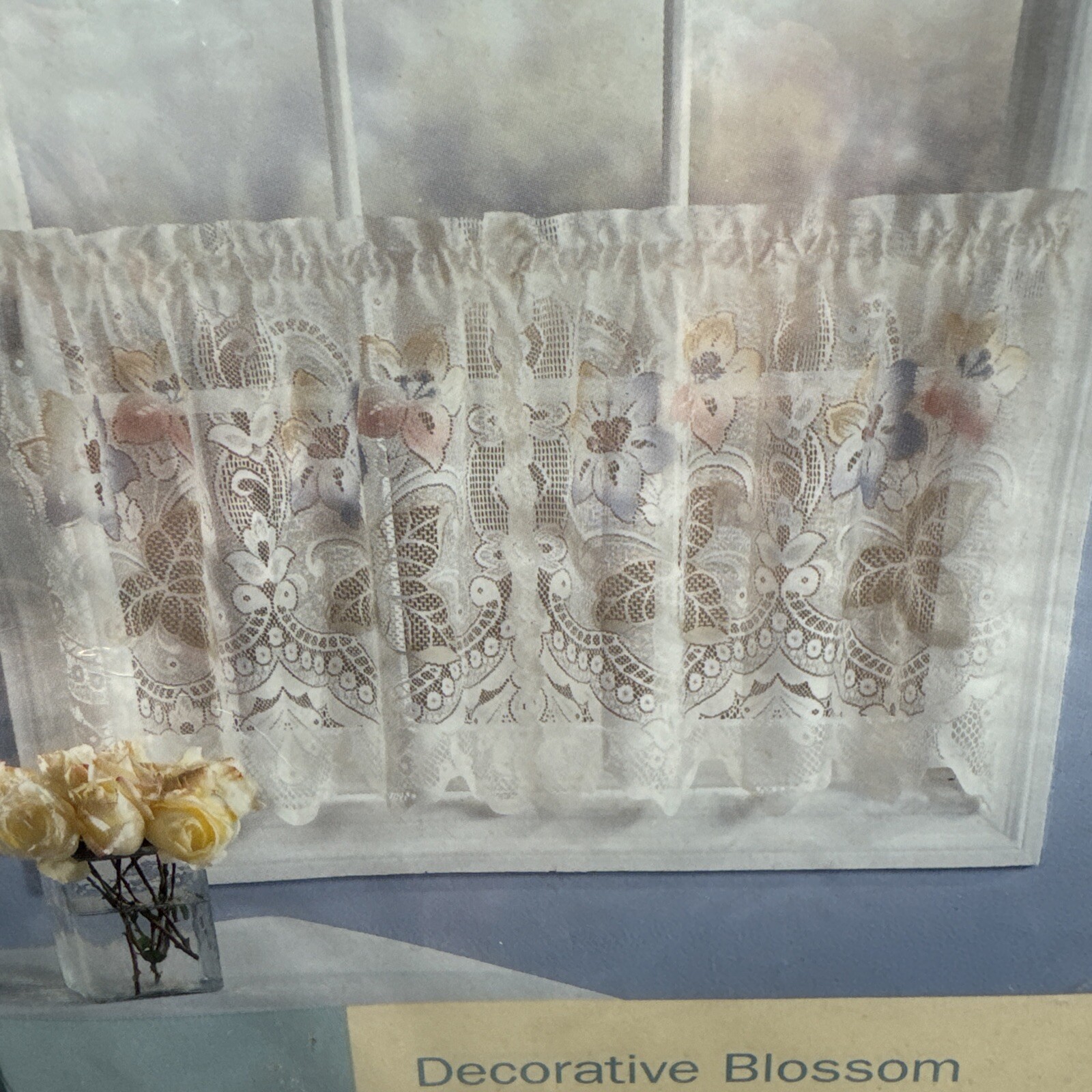 Battenburg Cotton Lace Window Curtains Beige New In Package 59 X 24″