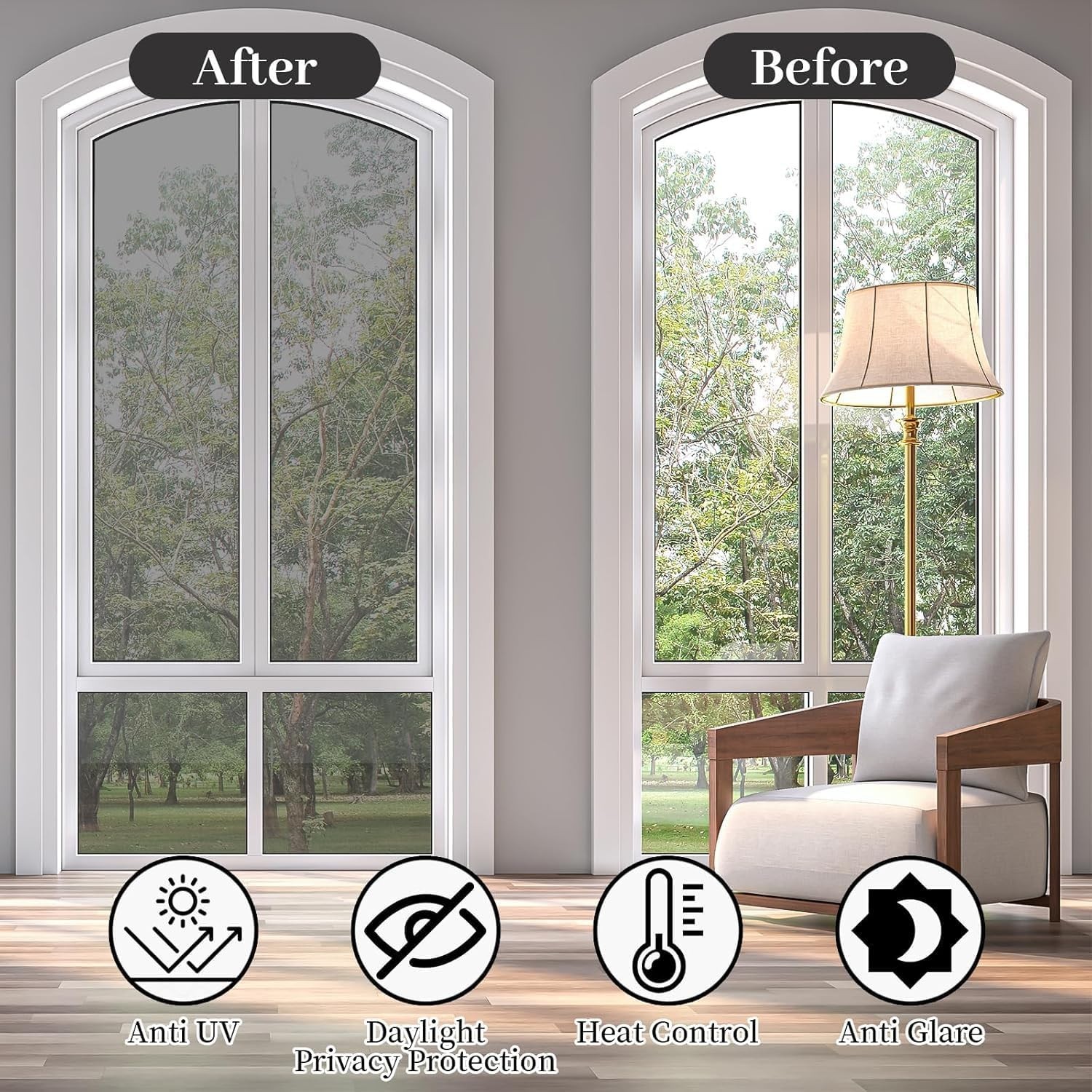 One Way Daytime Window Privacy Film See Out Not in, 17.5 x 78.7 Inch Window T…
