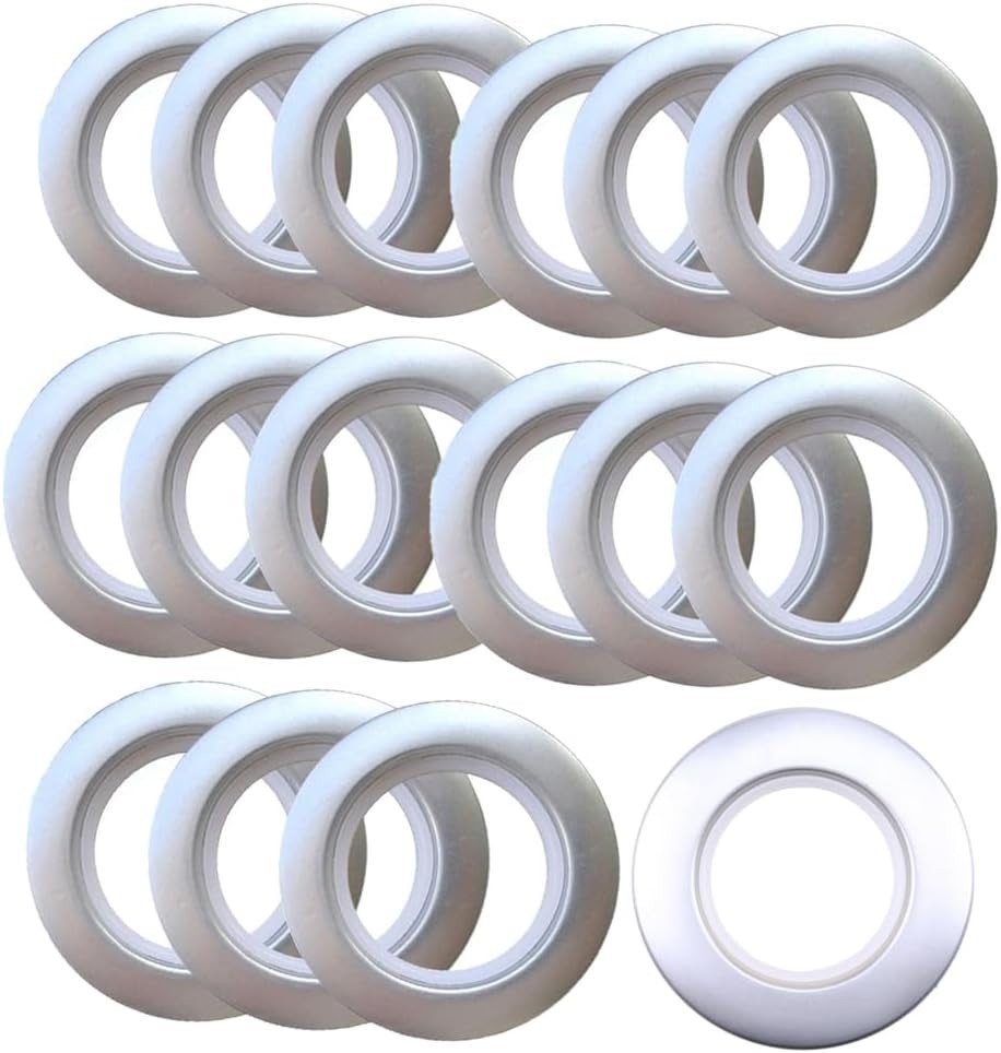 Polished Silver Curtain Grommets 16 Pack, 1-9/16 Inch Silencer Design