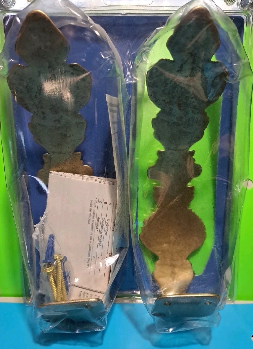 Levolor Set of 2 Solid Brass Leaf Design Curtain Tie Backs Holdbacks Holders
