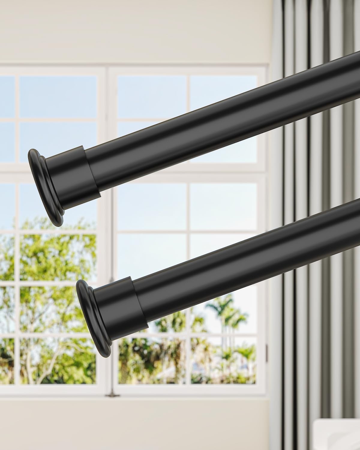 Heavy Duty Tension Curtain Rod for Windows, 42 to 123 Inches, No Drilling Adjust