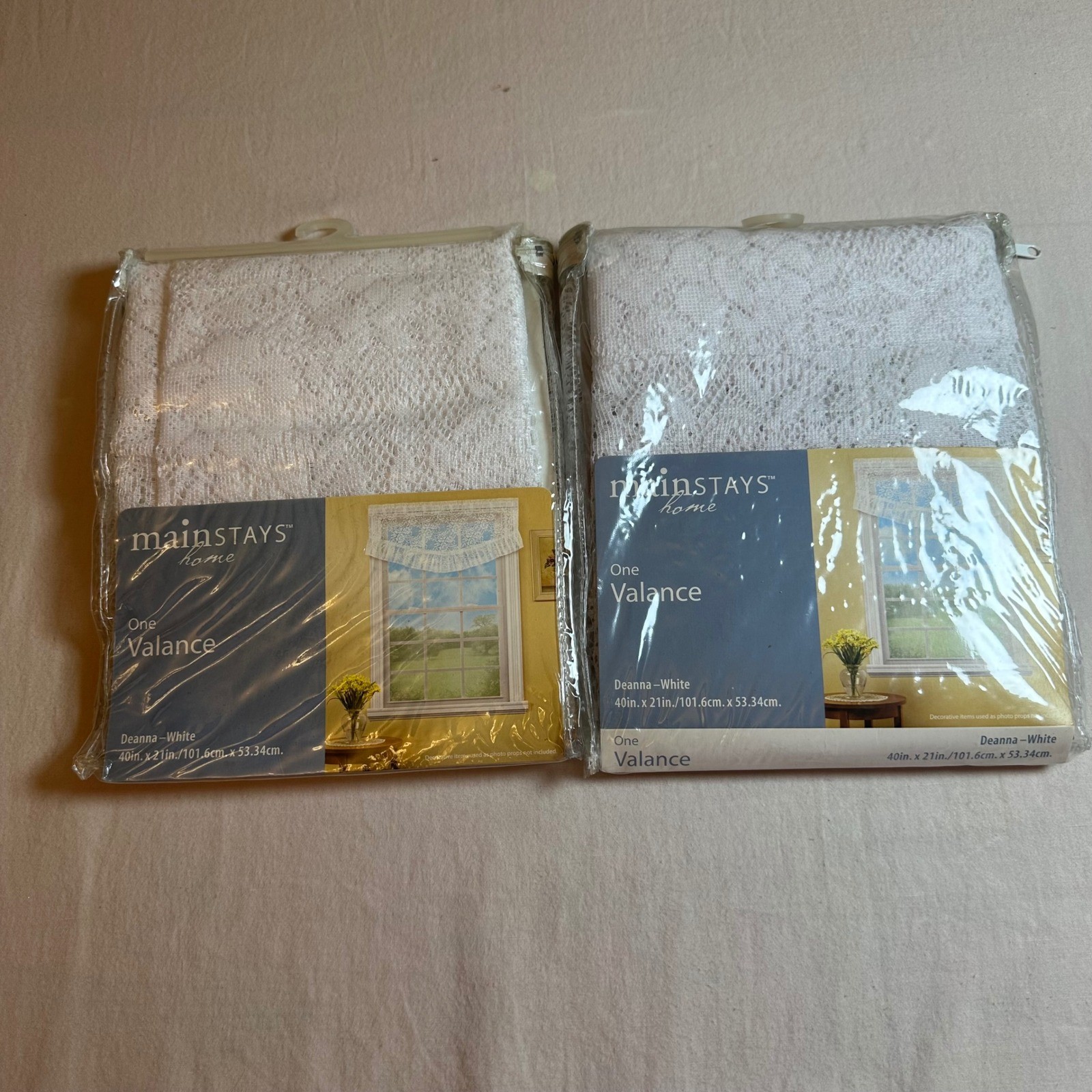 Mainstays Home Deanna White Lace Curtain Window Valance 40×21 Cottagecore Set 2