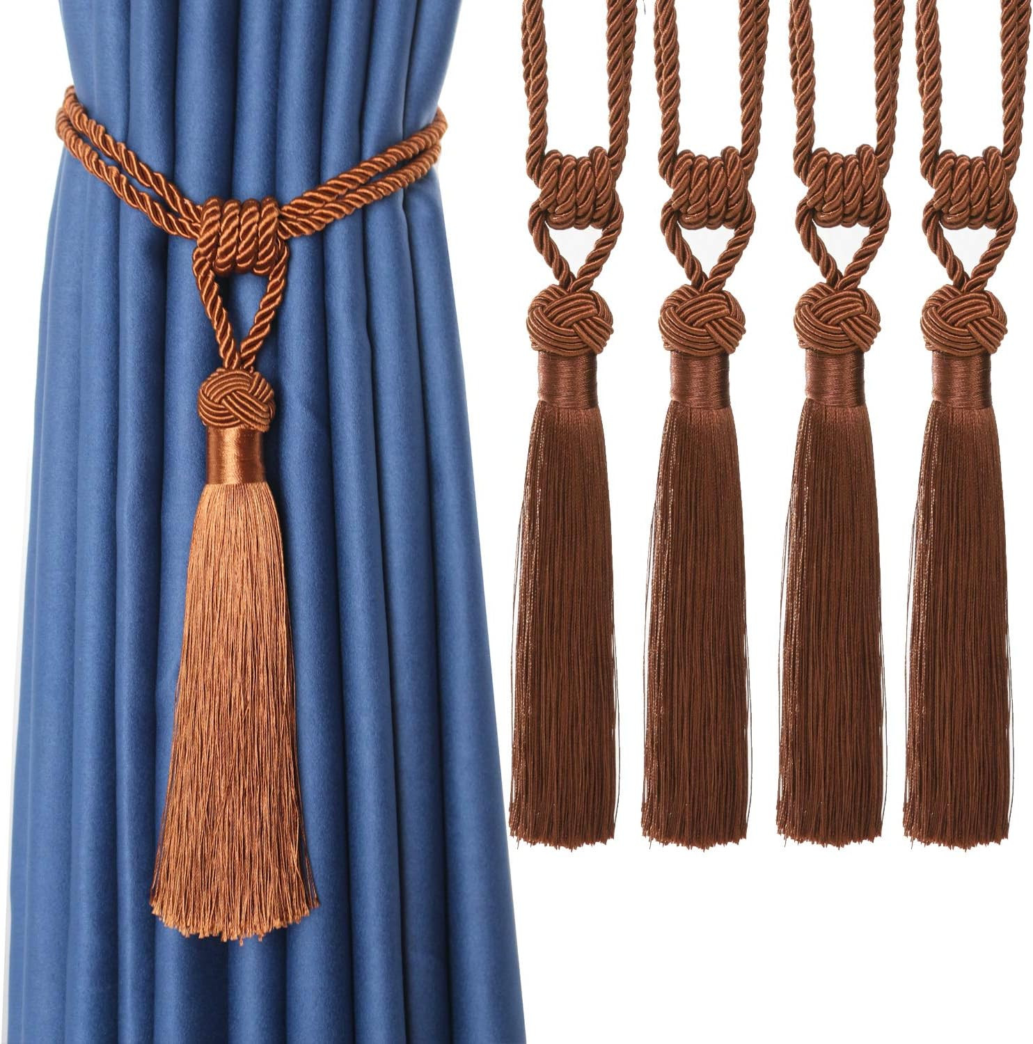 Curtain Tiebacks Hand-Woven Holdbacks Home Decorative Tassels Tiebacks (Light Co