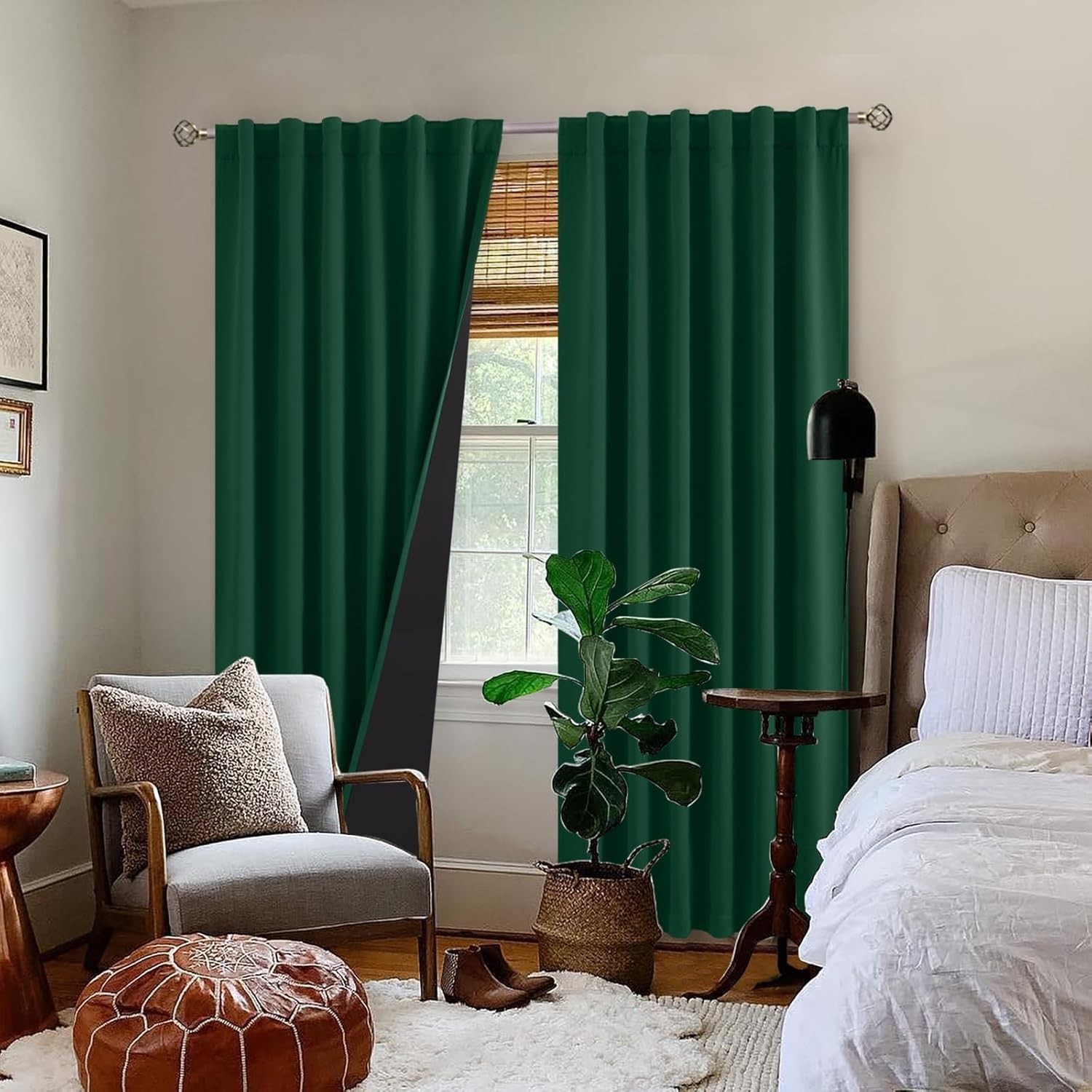 BGment 100% Thermal Insulated Blackout Curtains, 52 x 84 Inch, 2 Panels, Emerald