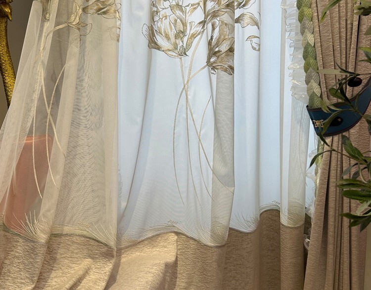 Custom Simplicity window Embroidery cloth lace curtain valance tulle M1705
