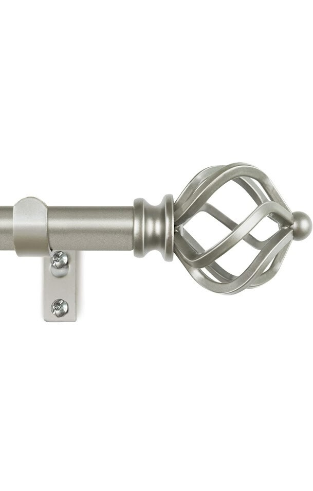 Curtain Rod 32-58in Twisted Cage Finial Silver