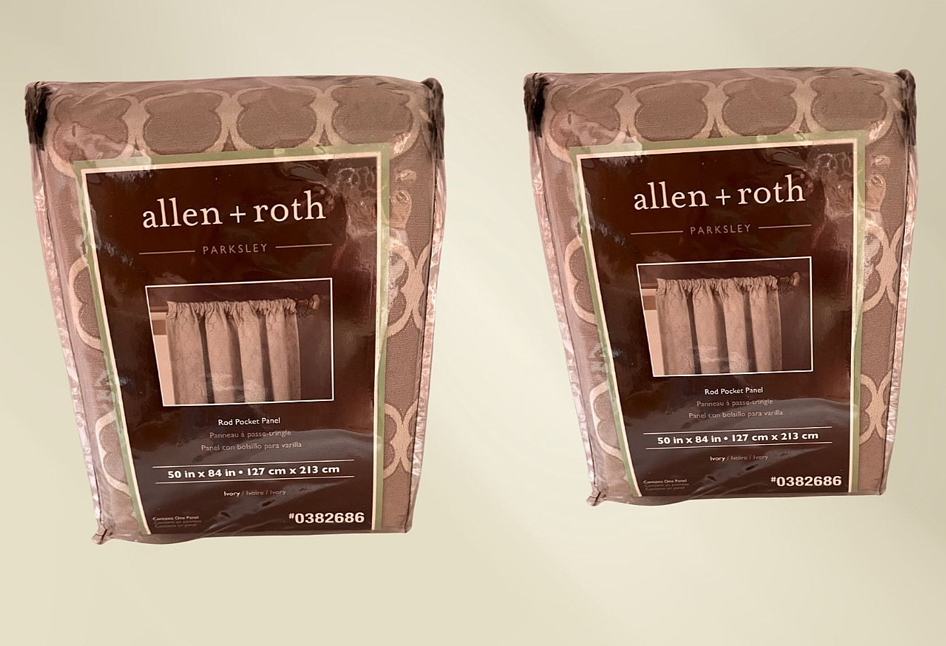 NIP Set Of 2 Allen + Roth Parksley Rod Pocket Panel 50″ W X 84″ L Ivory 0382686