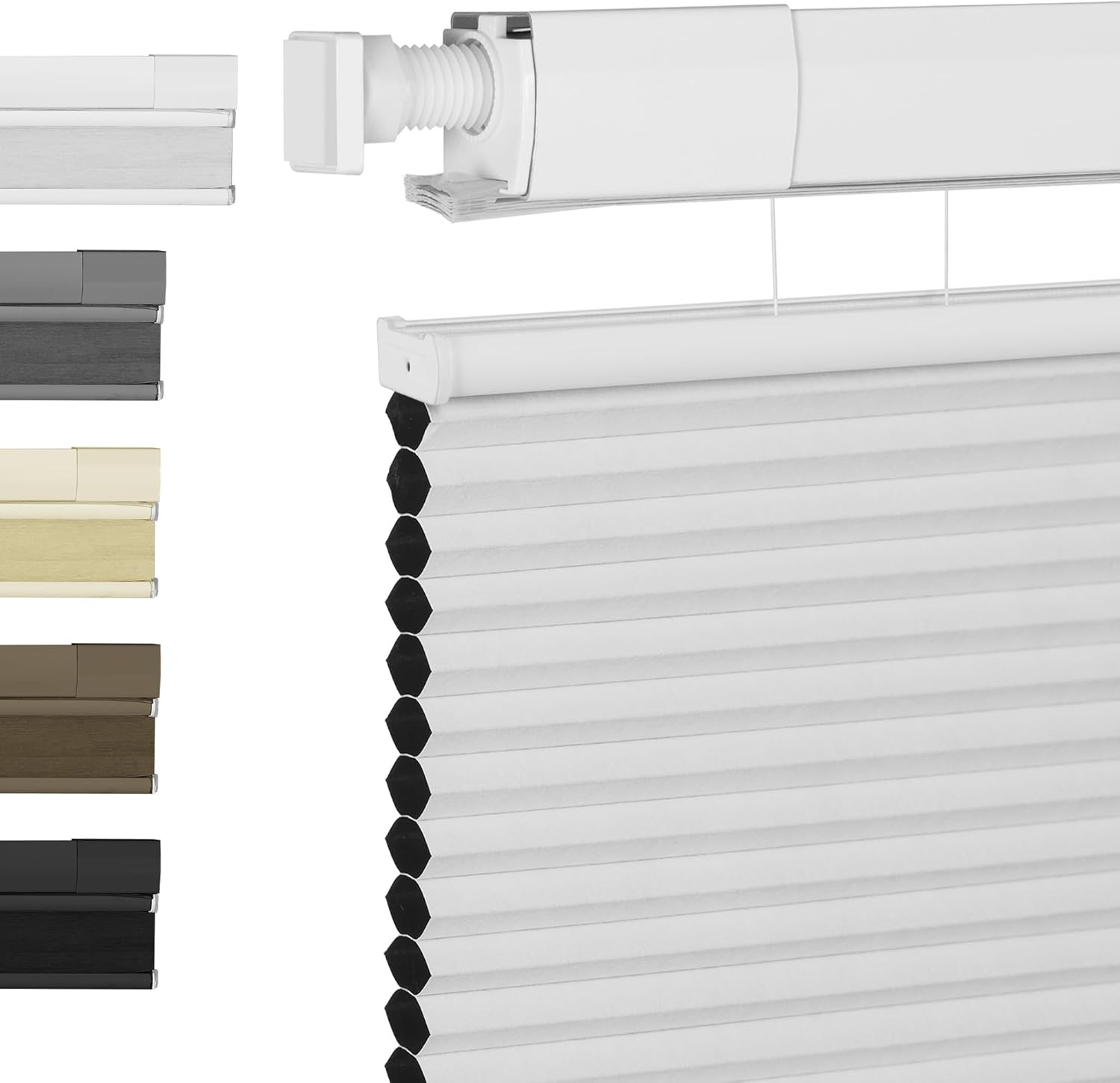 Cordless Cellular Shades – Easy Install Honeycomb Blinds, 35″ W x 64″ H, Blackou