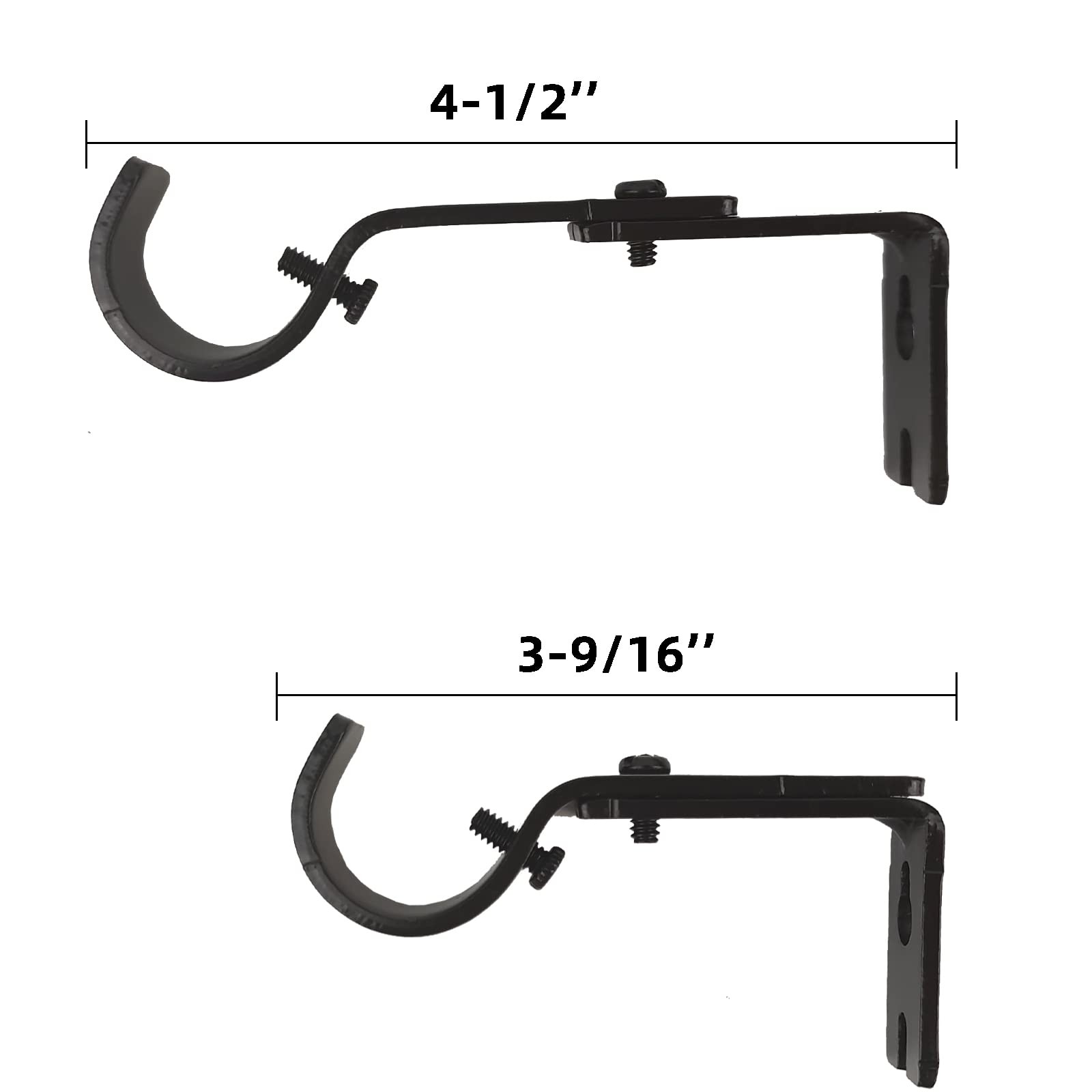 Black Adjustable Curtain Rod Brackets Wall Mount Fits 7/8 Or 1 Inch 6 PCS