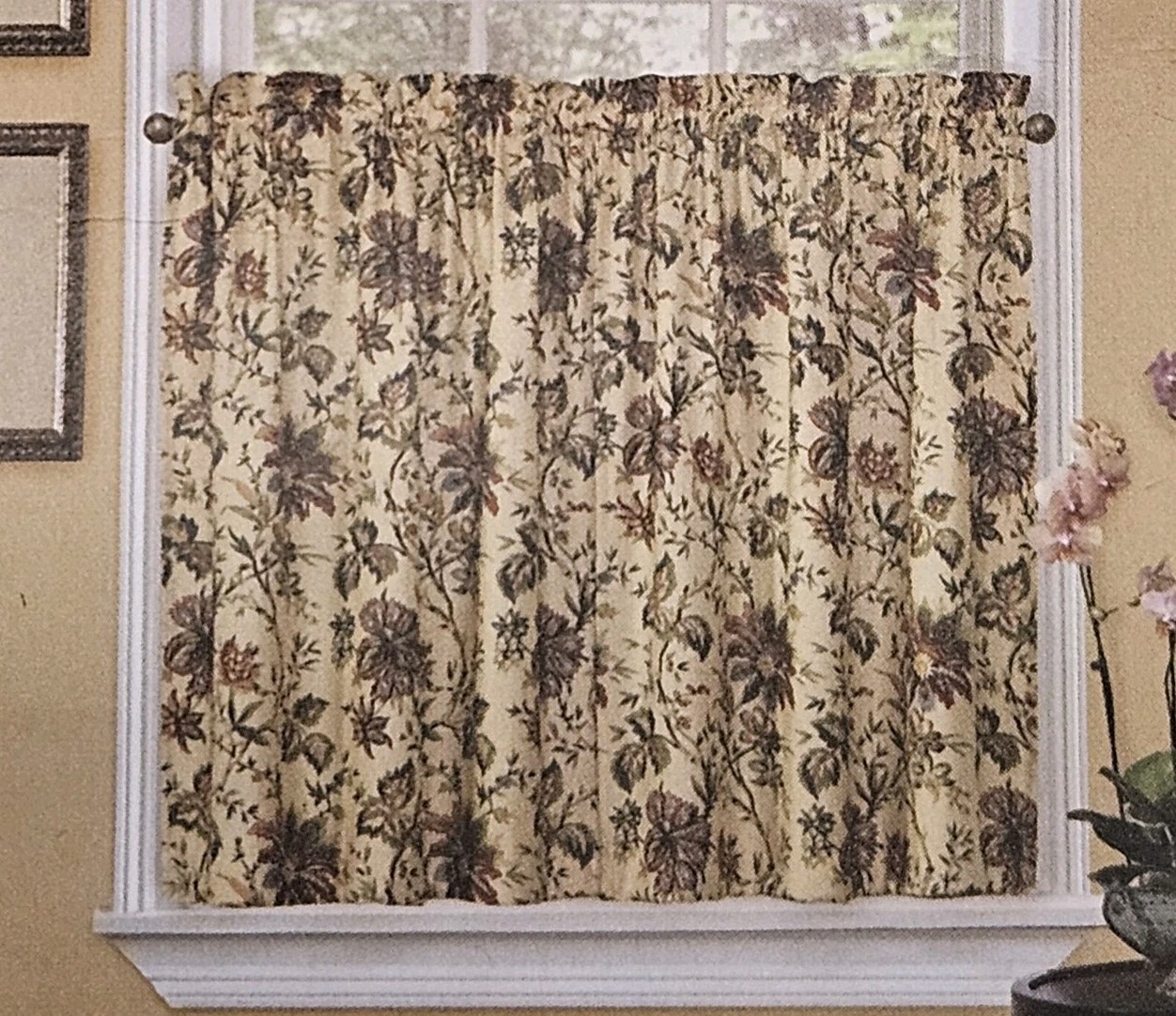 Waverly FELICITE Creme Red Gold Blue Green Floral TIER PAIR Farmhouse 30×36