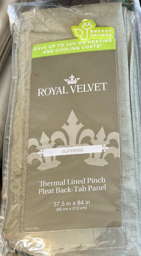 Royal Velvet Supreme Thermal Silver Sage, Pinch Pleat Back Tab Panel 37.5″ x 84″