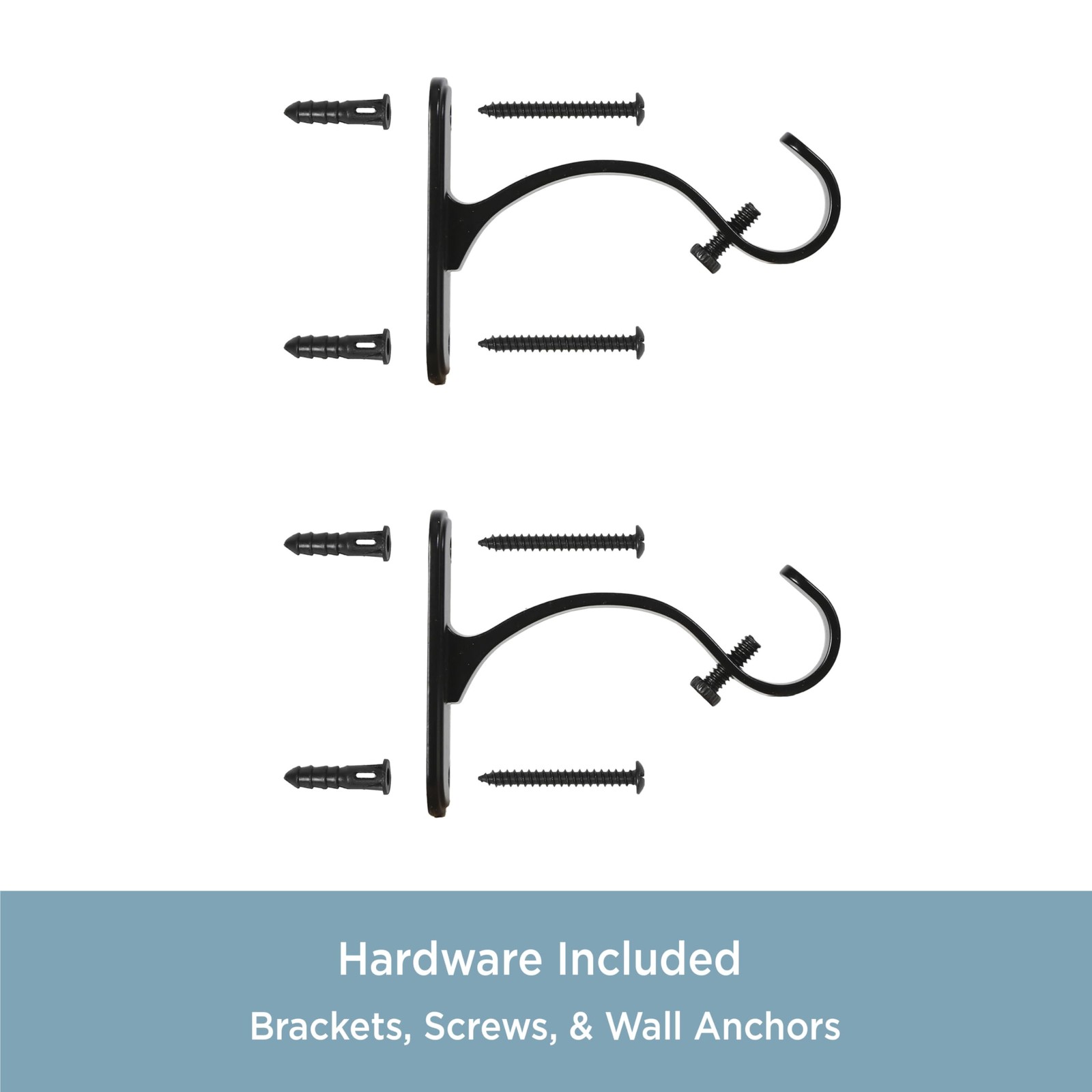Curtain Rod Mounting Brackets, Wall or Ceiling Mount, 5/8″-3/4″ Diameter, Set…
