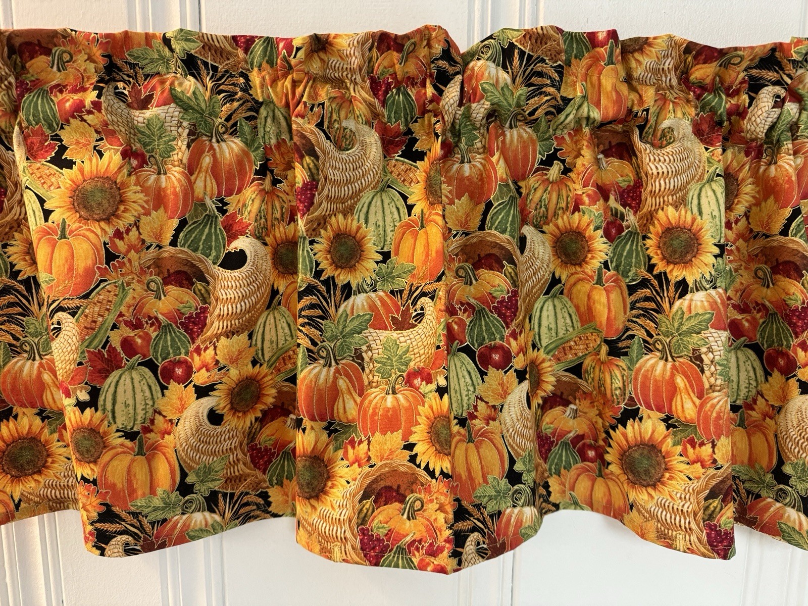 Halloween Fall Pumpkins VALANCE CURTAIN Pumpkin Curtains Holiday Decorations