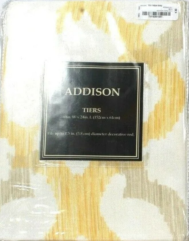 Addison Dove 60″ W X 24″ L Window Tiers Polyester & Cotton New