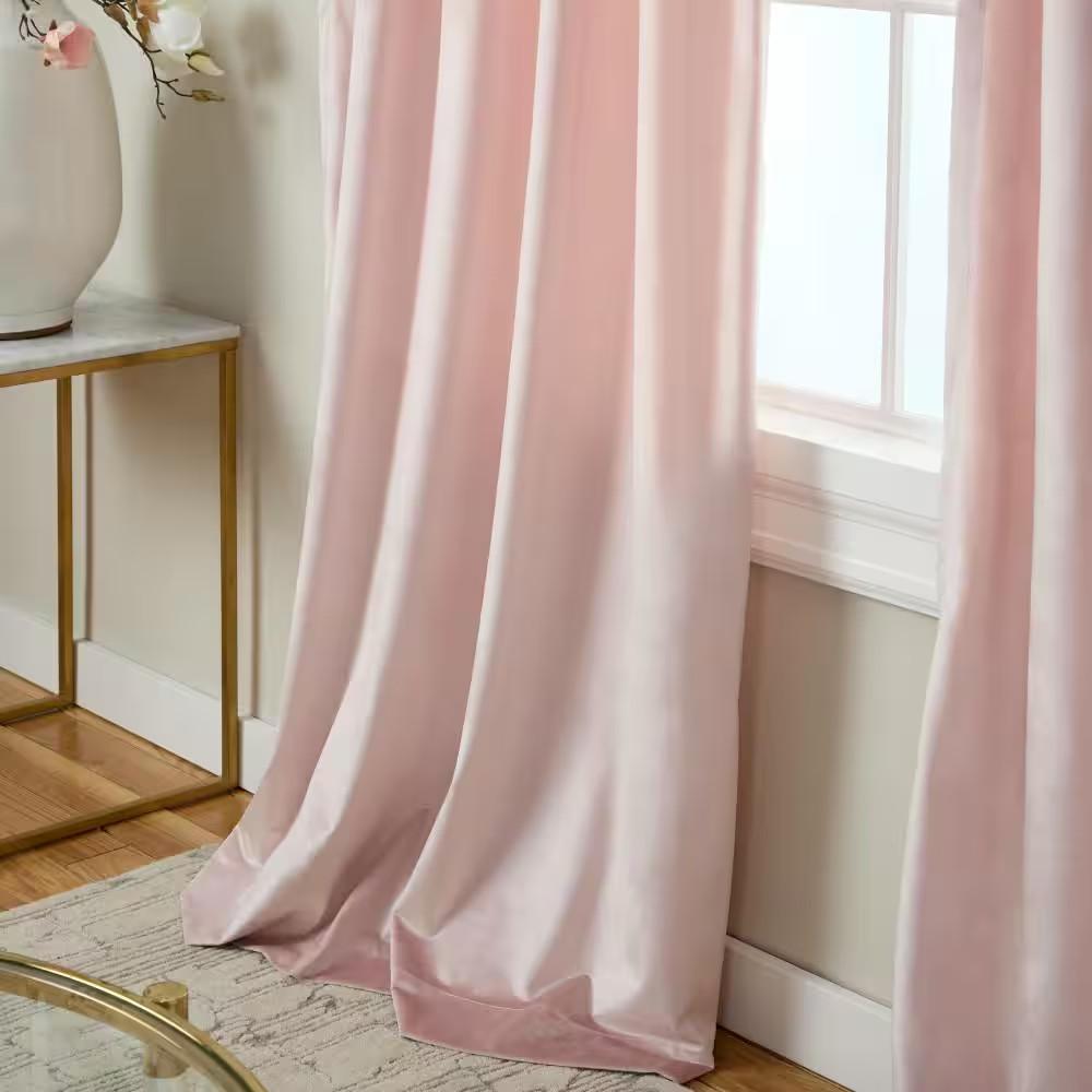 Velvet Blush Solid Light Filtering Triple Pinch Pleat / Hidden Tab Curtain, 27 I