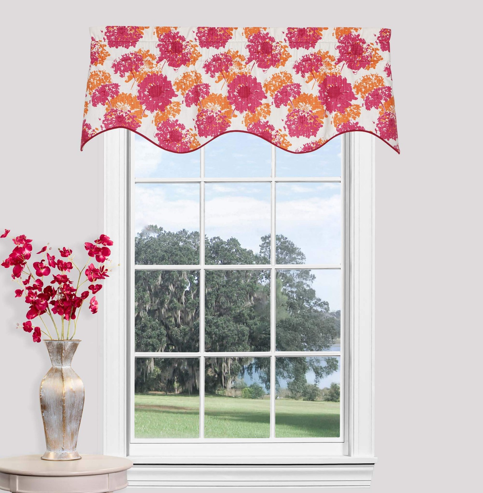 Fairy Flamingo Scalloped Filler Valance – Floral Print