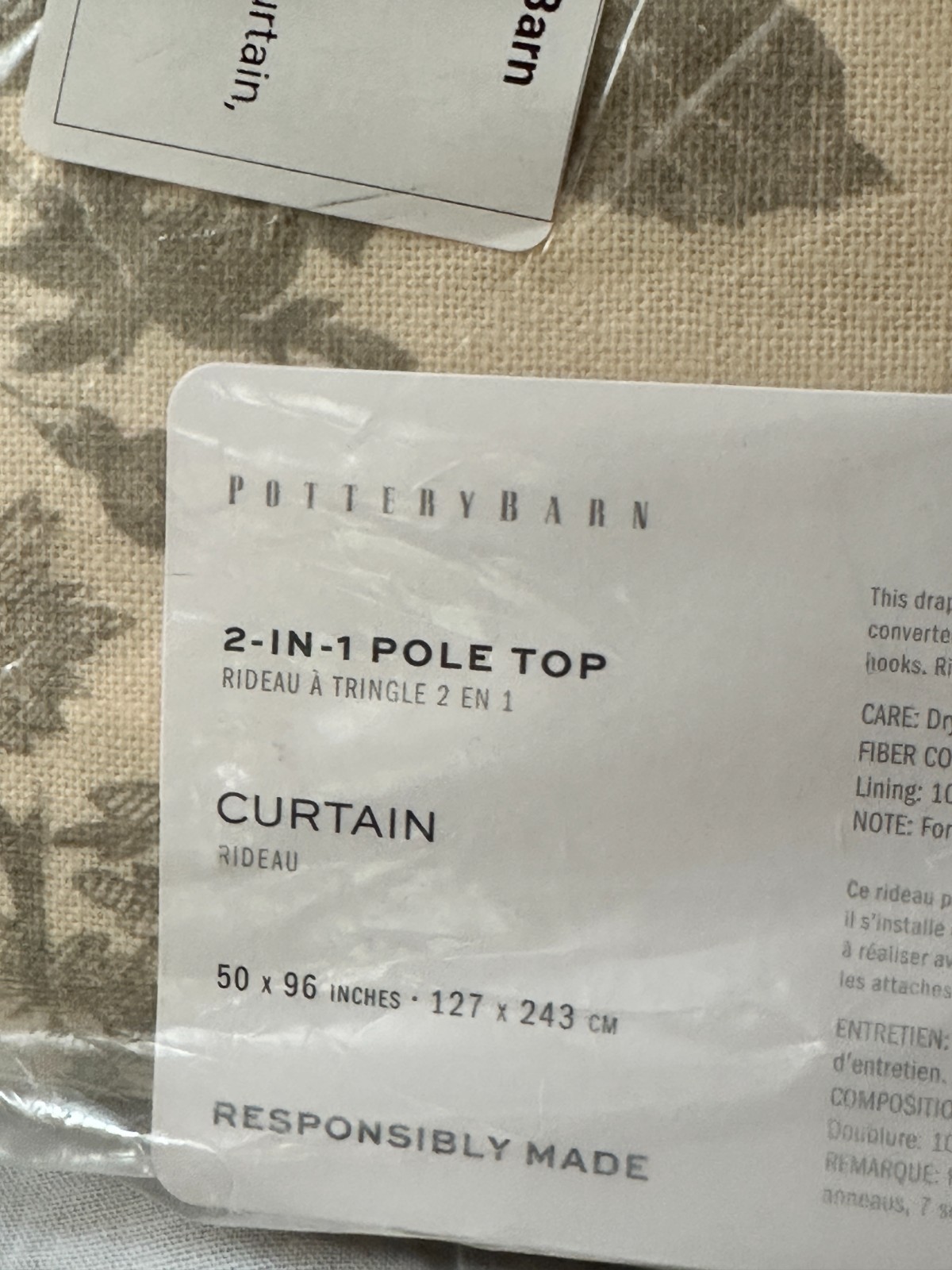 Pottery Barn Set of 2 Sorrel Toile Light Filtering Curtain 50”x96” Loden NEW
