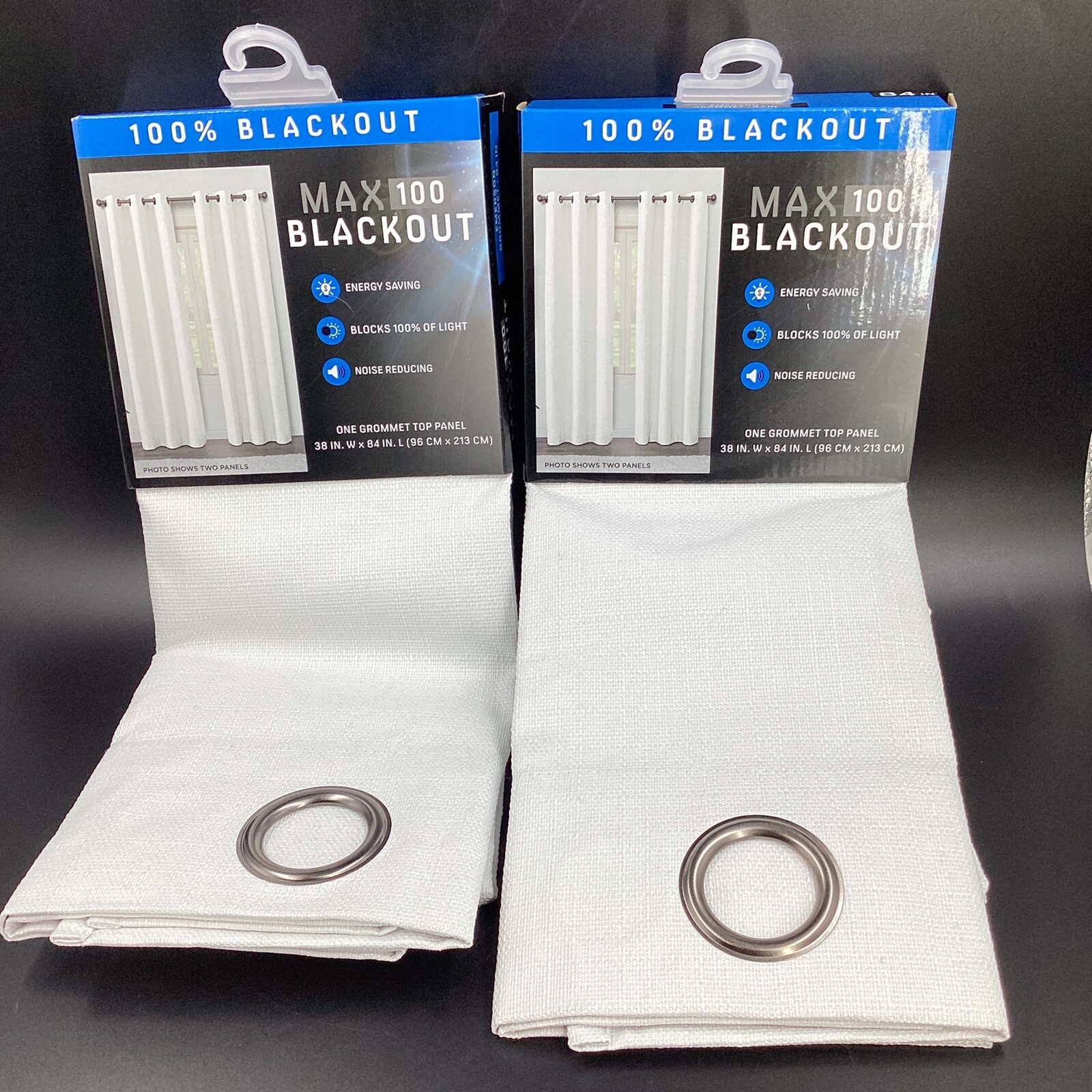 Max 100 Blackout 100% Noise Reducing Grommet Top 2 Panels White 38×84 Org $100