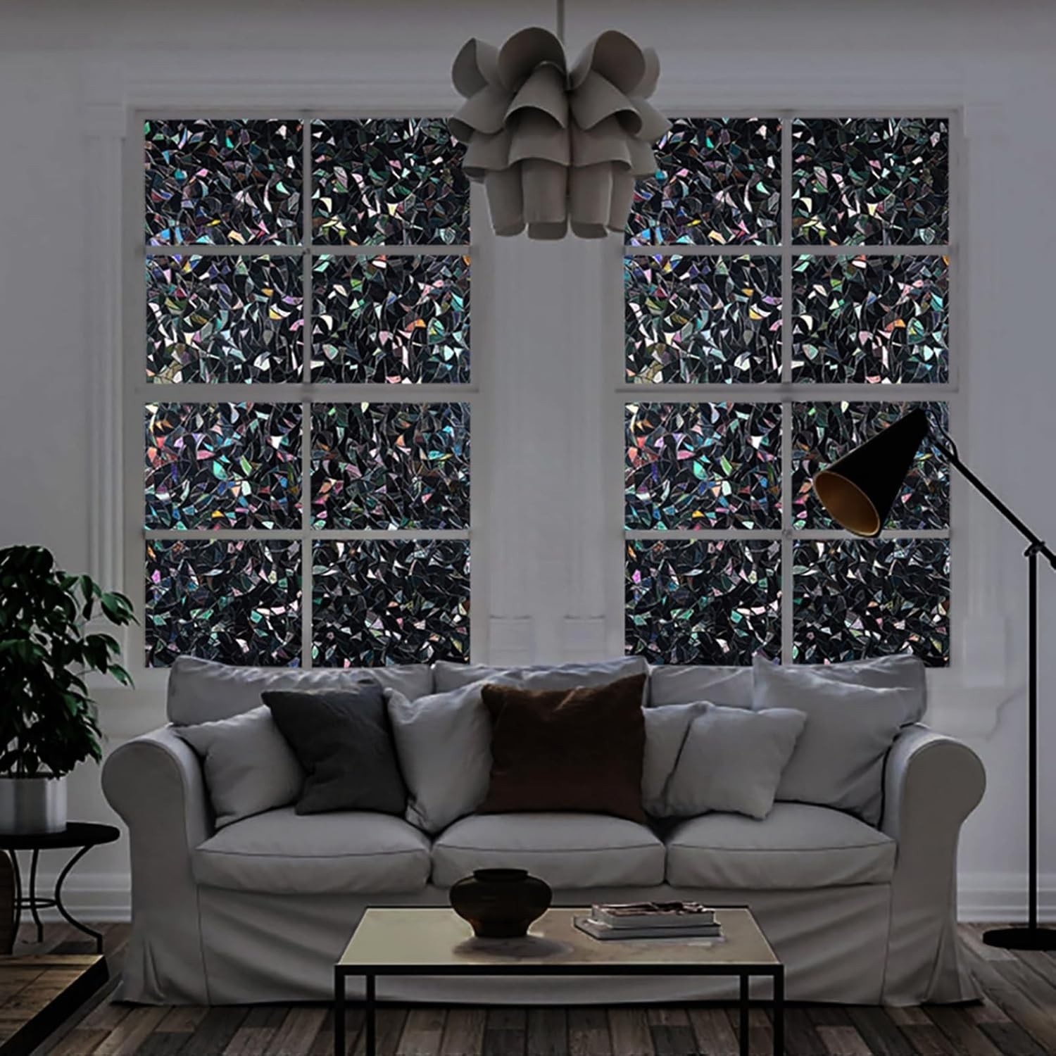 Window Privacy Film Total Blackout Decorative Window Film, Static Cling Darke…