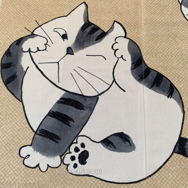 Japanese NOREN Door Hanging Curtain Room Doorway Decor Tapestry Smiling Fat Cat