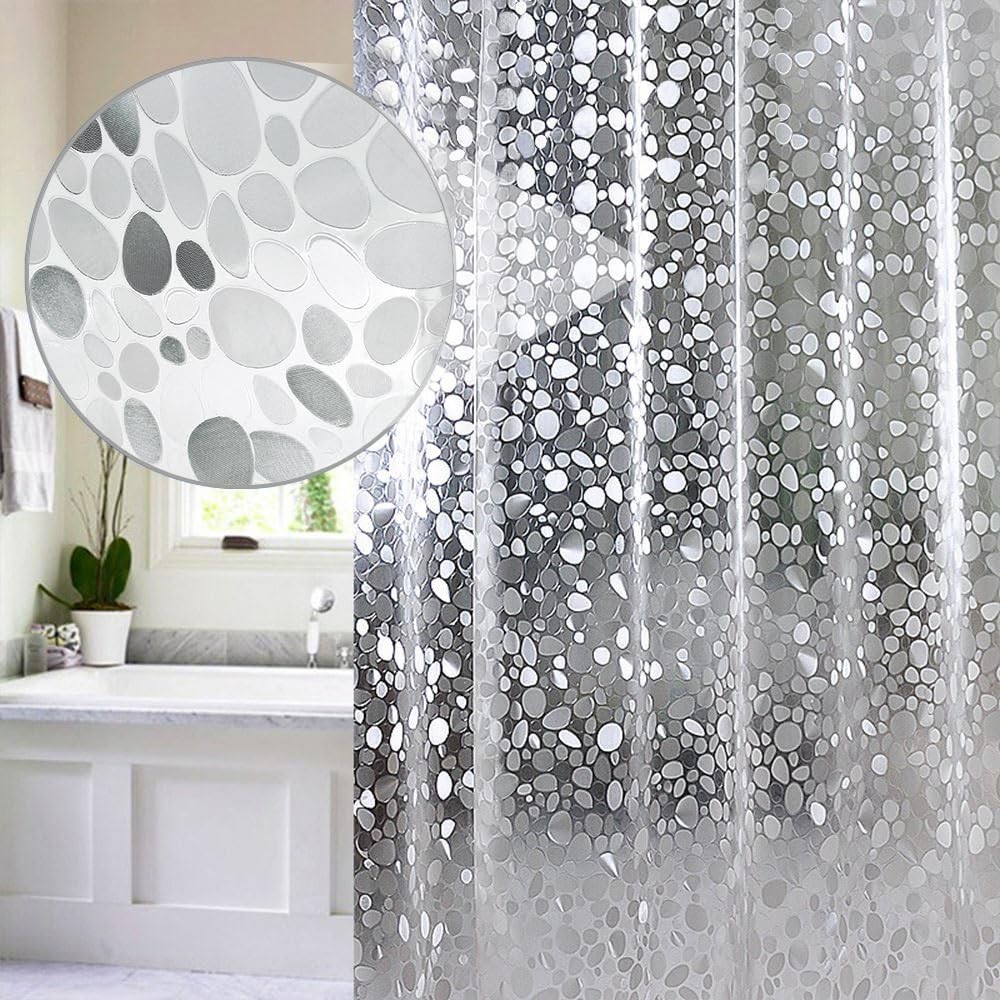 EurCross Stall Shower Curtain 54″W x 72″L (Pack of 1), Cobblestone-clear