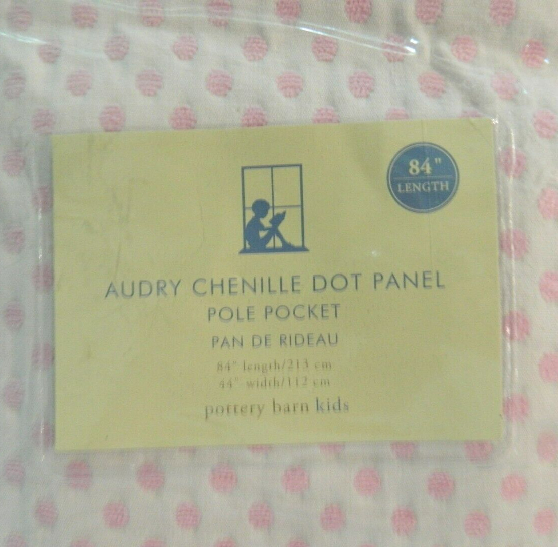 NIP Pottery Barn Kids Audrey Chenille Dot Panel Curtain Panel Pole Pocket 84×44″