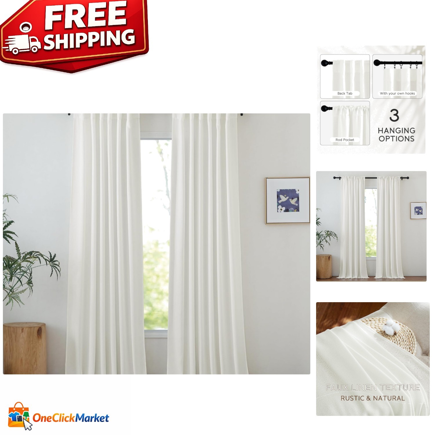Wide Compatibility Ivory Sheer Curtains, 84″ Faux Linen – Perfect for Any Room