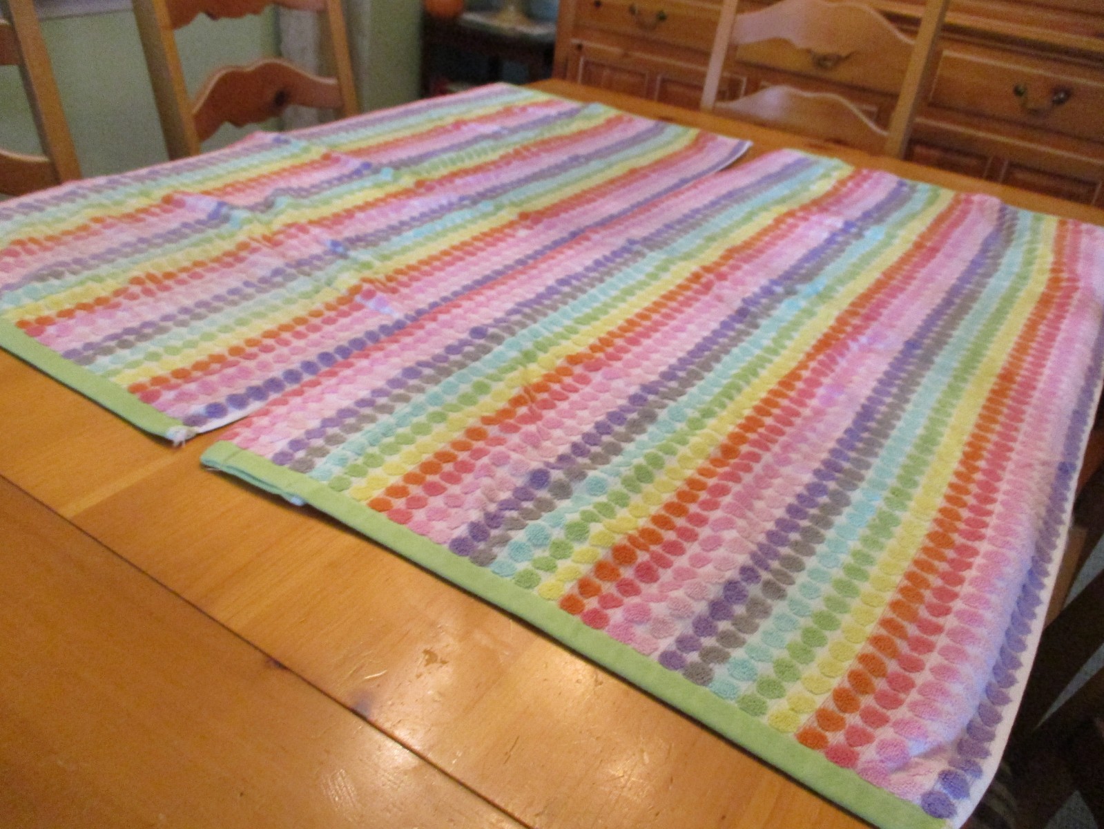 2 Valances made from Circo Towels Pastel Dots Fun Girl’s Bedroom Bath EUC