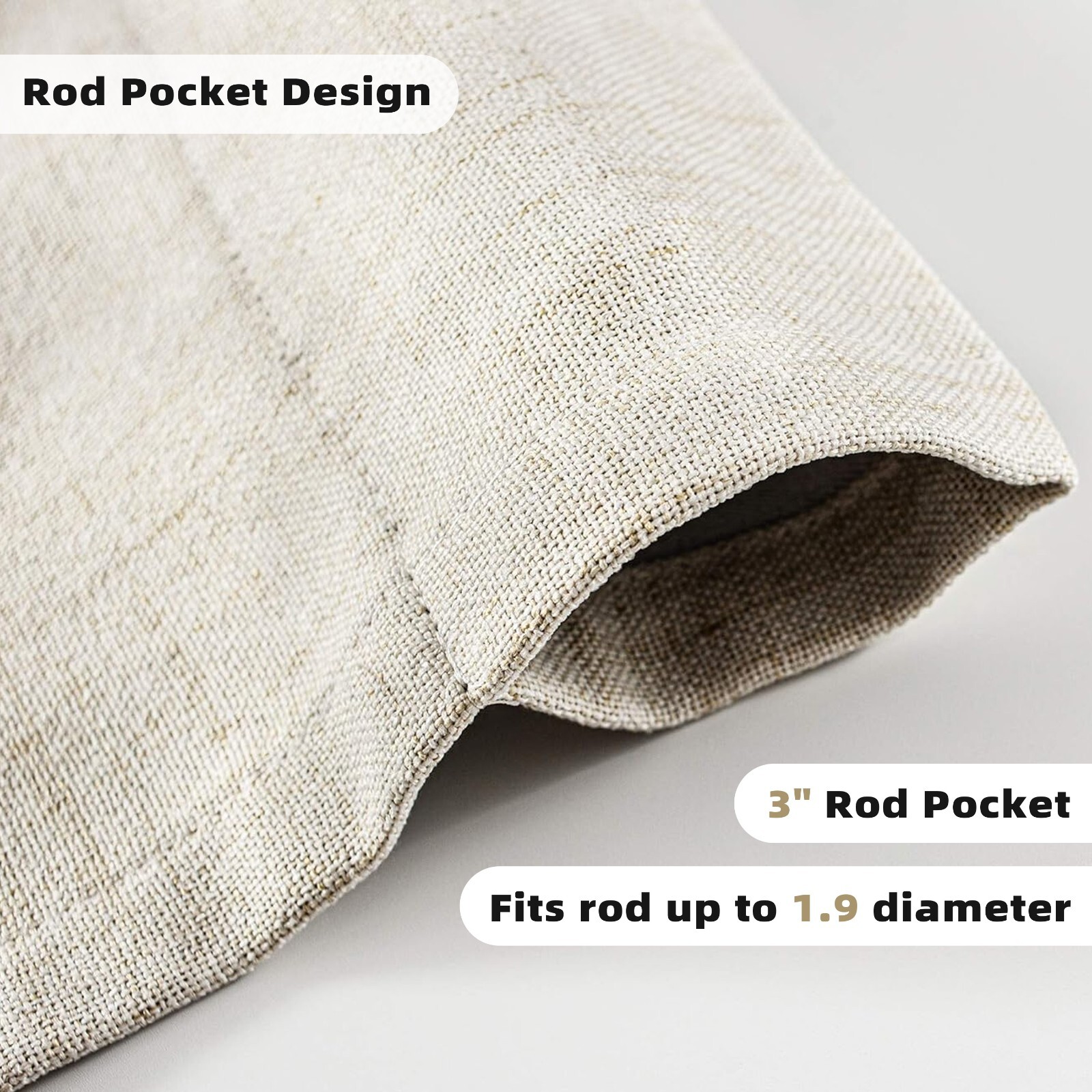 Linen Beige Tie Up Window Curtain Shade Drape Rod Pocket for Kitchen Living Room