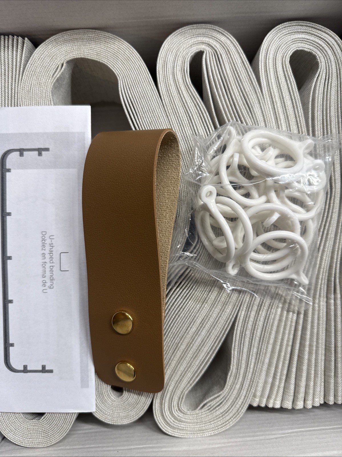 Ceiling Track Accordion Room Divider Curtain – Beige 100″ W X 84″ L