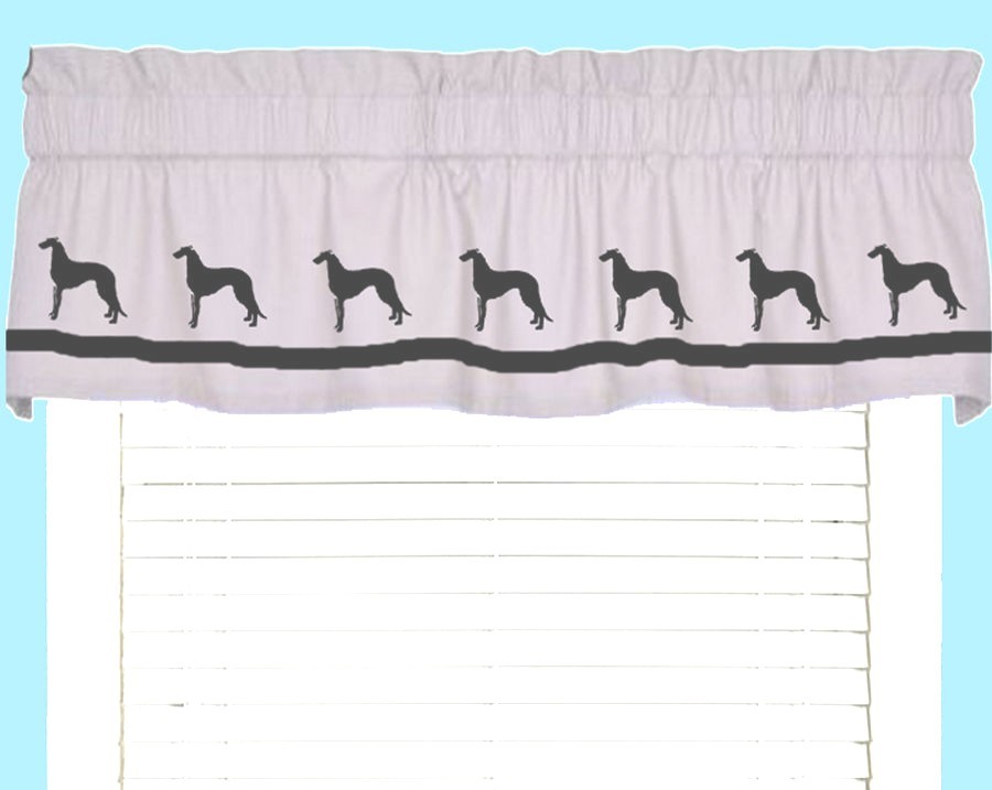 Scottish Deerhound Dog Window Valance Curtain in Your Choice of Colors