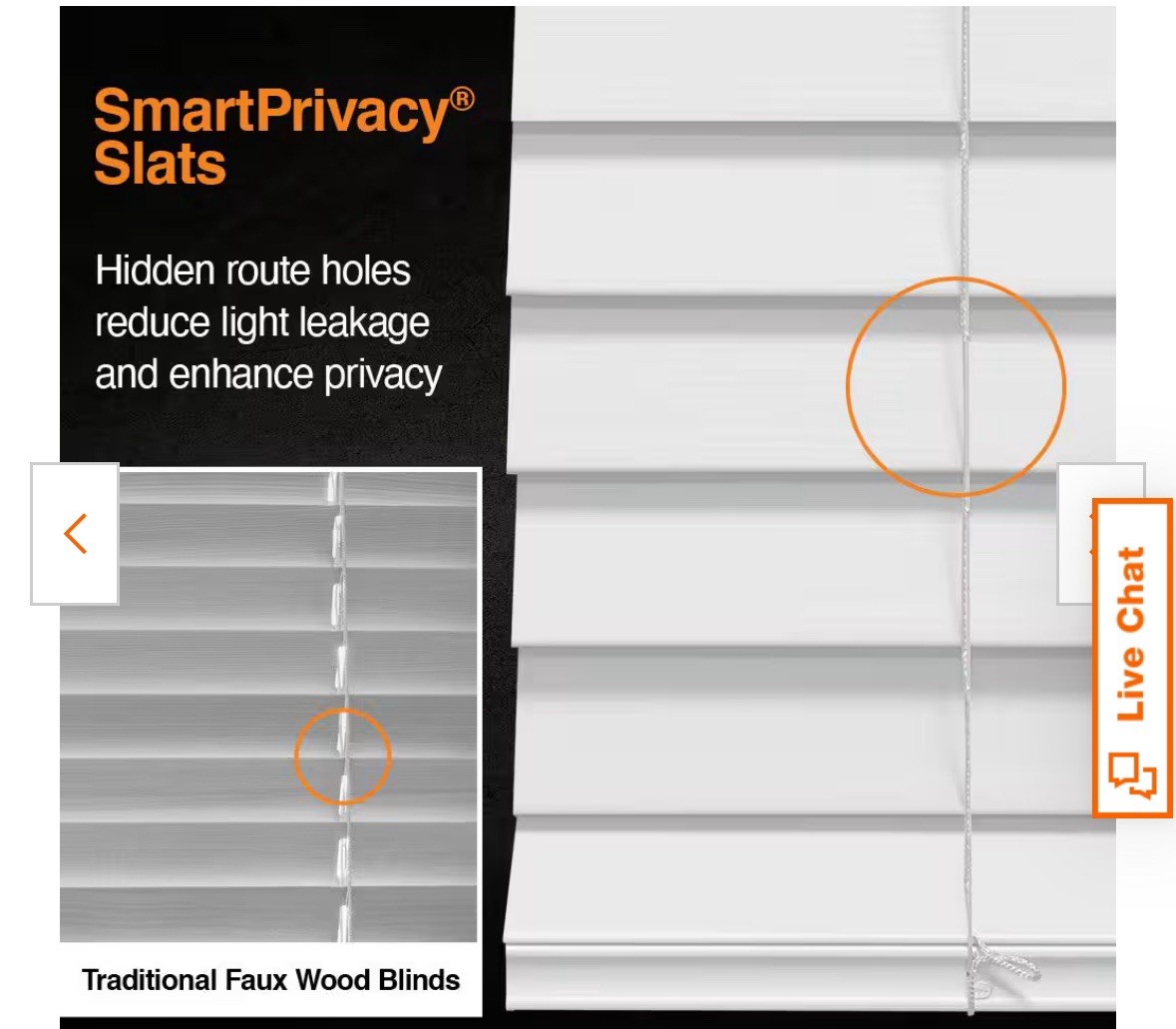 Home Decorators Cordless White Faux Wood Blinds, 2.5″ Slats, 66×64 Set Of 2