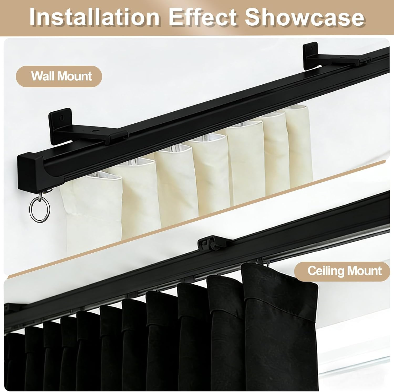 Ceiling Curtain Track, Heavy Duty Curtain Tracks System for Room Divider, Wall M