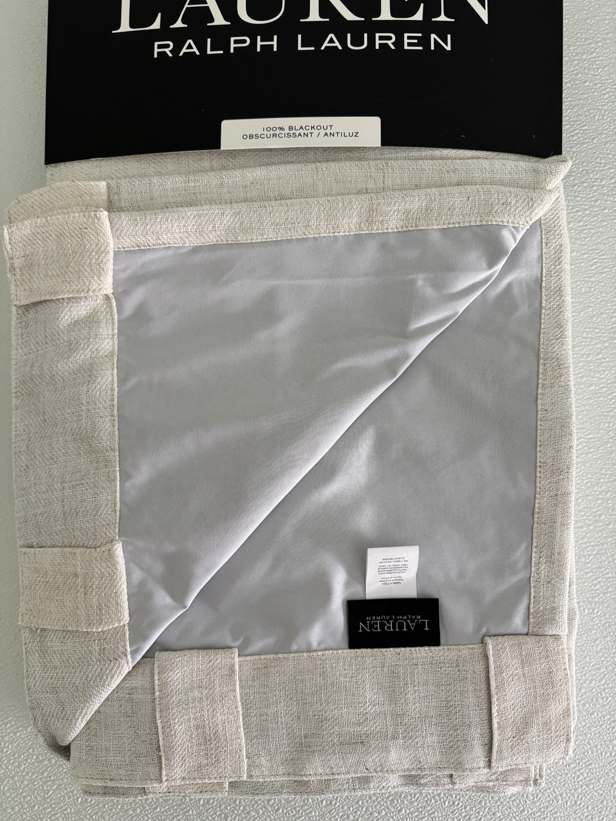 Ralph Lauren Window Curtains Blackout 2 Panel 52 x 108 Linen Natural Herringbone