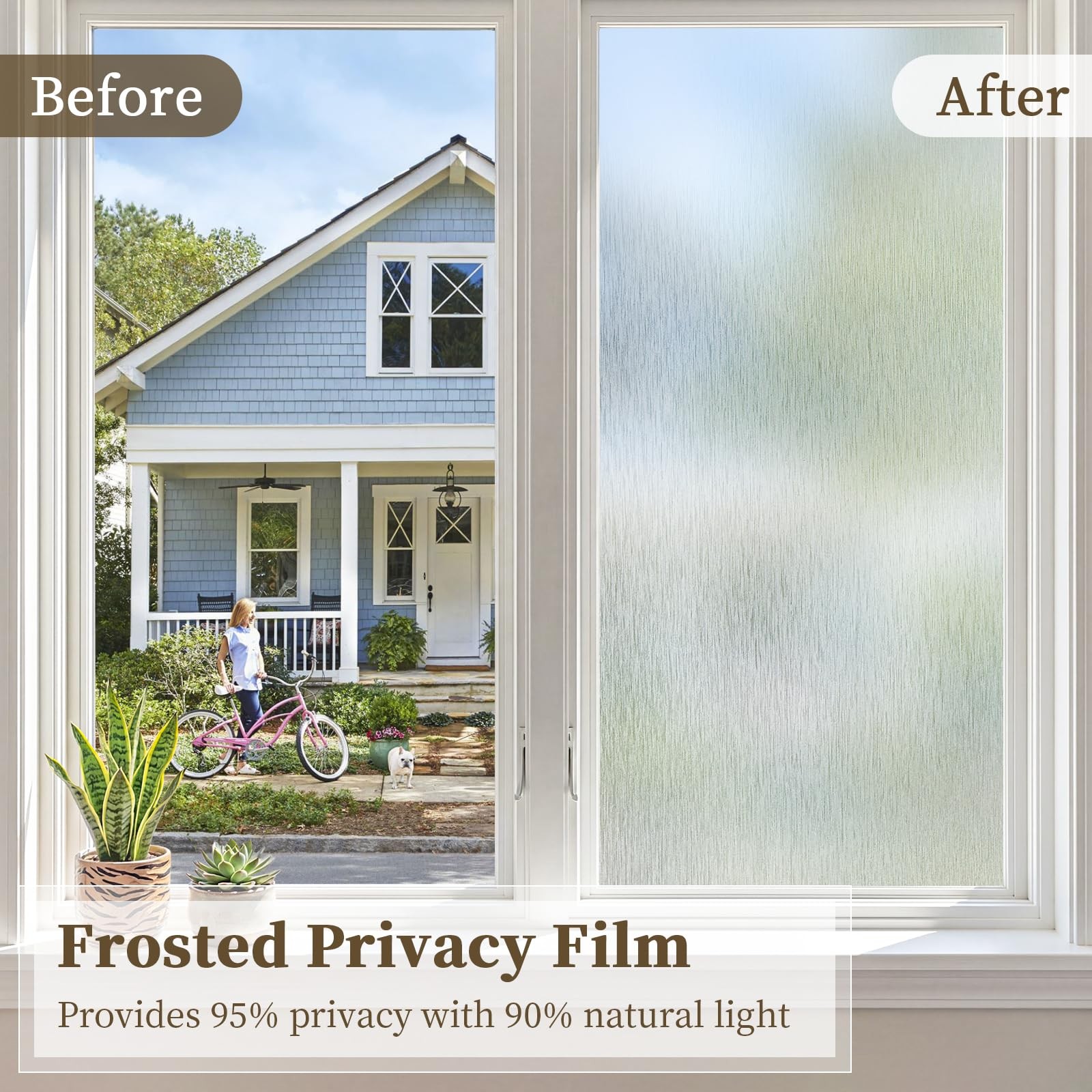 Borskyn Frosted Window Privacy Film – Brushed Silver Static Cling Glass Film …