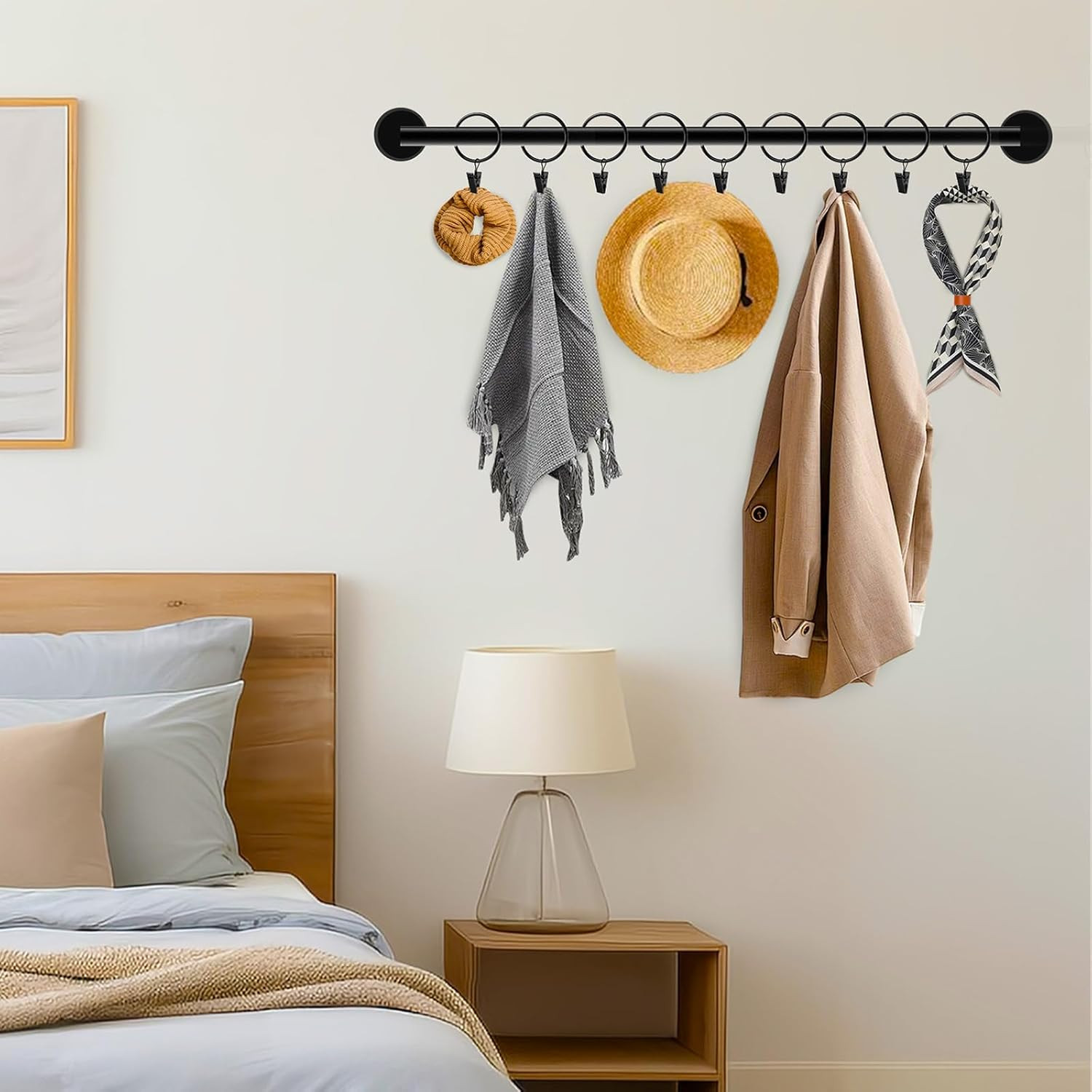40 Pack 1.5 Inches Curtain Rings with Clips, Openable Drapery Metal Clip Iron Dr