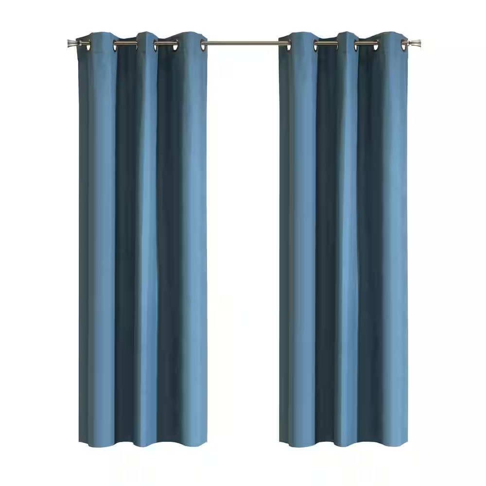 Prelude Slate Blue Polyester Smooth 40 In. W X 84 In. L Grommet Indoor Room Dark