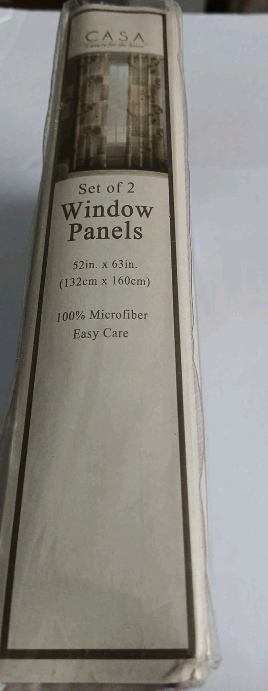 Window Curtain Panels 63in CASA Luxury Light Brown Letters Patterns.