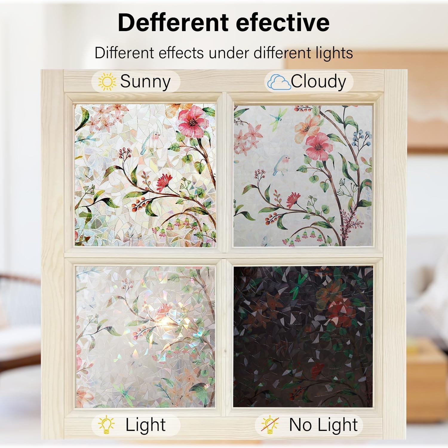Ranzdn Window Privacy Film – Stained Glass 17.5×78.7(23.6×78.7 Inches) Inches, C