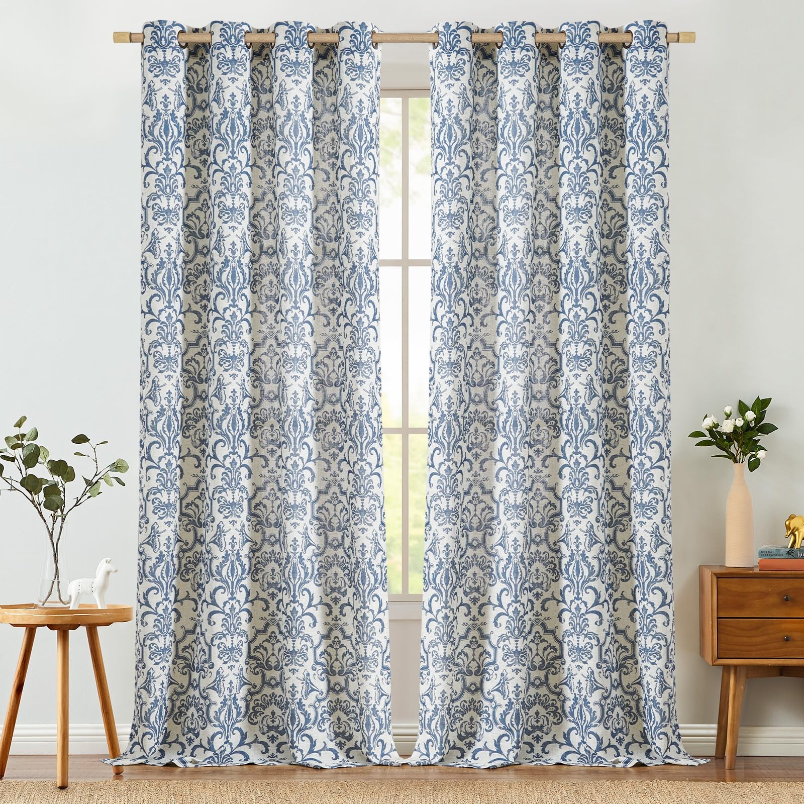 Jinchan Curtains Bedroom Light Filtering Curtains 90 Inch Length 2 Panels Set
