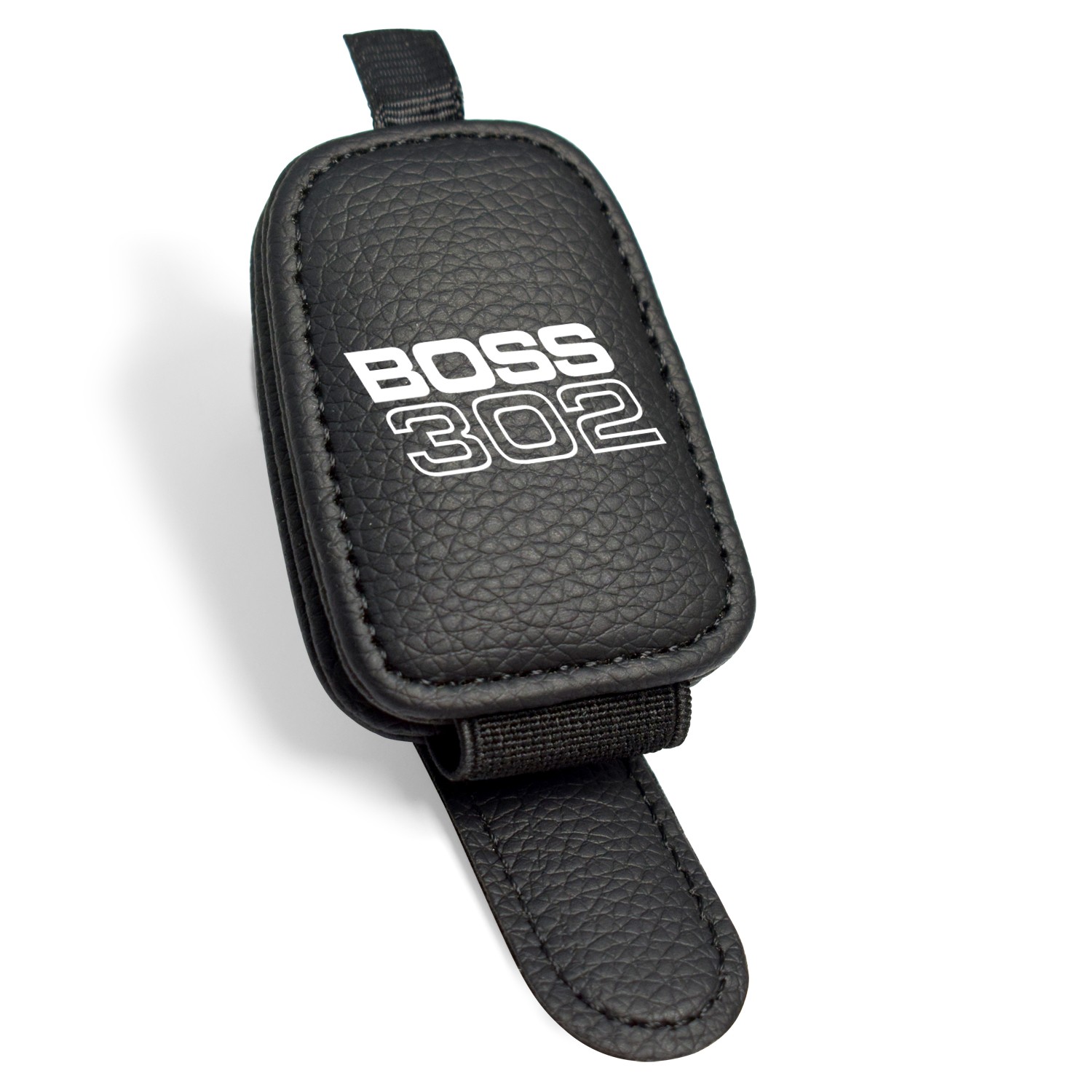 Ford Boss 302 Rectangle Black Leather Magnetic Sunglass Sun Visor Holder