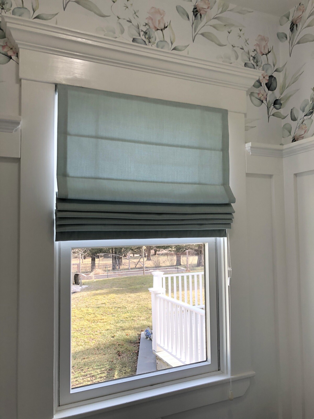 Roman Shade Blind Window Light Green Lined Privacy 28 X 45.5 Privacy