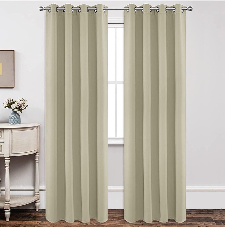 Joydeco Curtains 90 L x 52 W Inch 2 Panel Set Thermal Insulated Light Beige