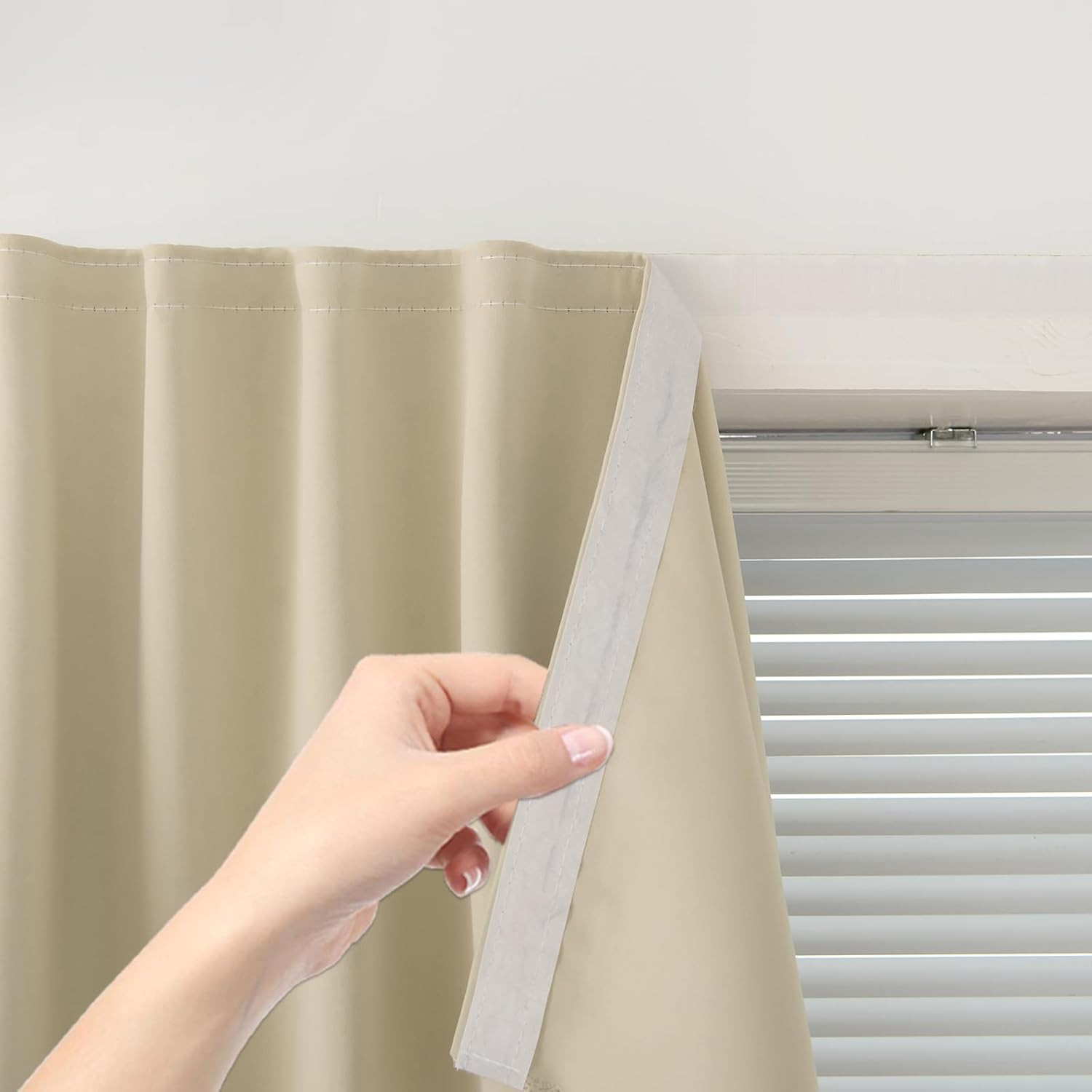 Adhesive Blackout Curtains- Self Stick Shades Window Blinds Curtains No Rod Need
